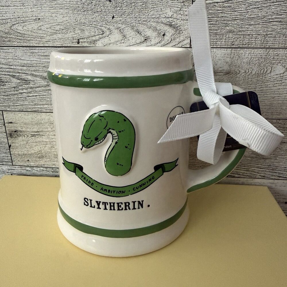 Rae Dunn Harry Potter Slytherin Mug With Crest University Artisan 2 Sided New